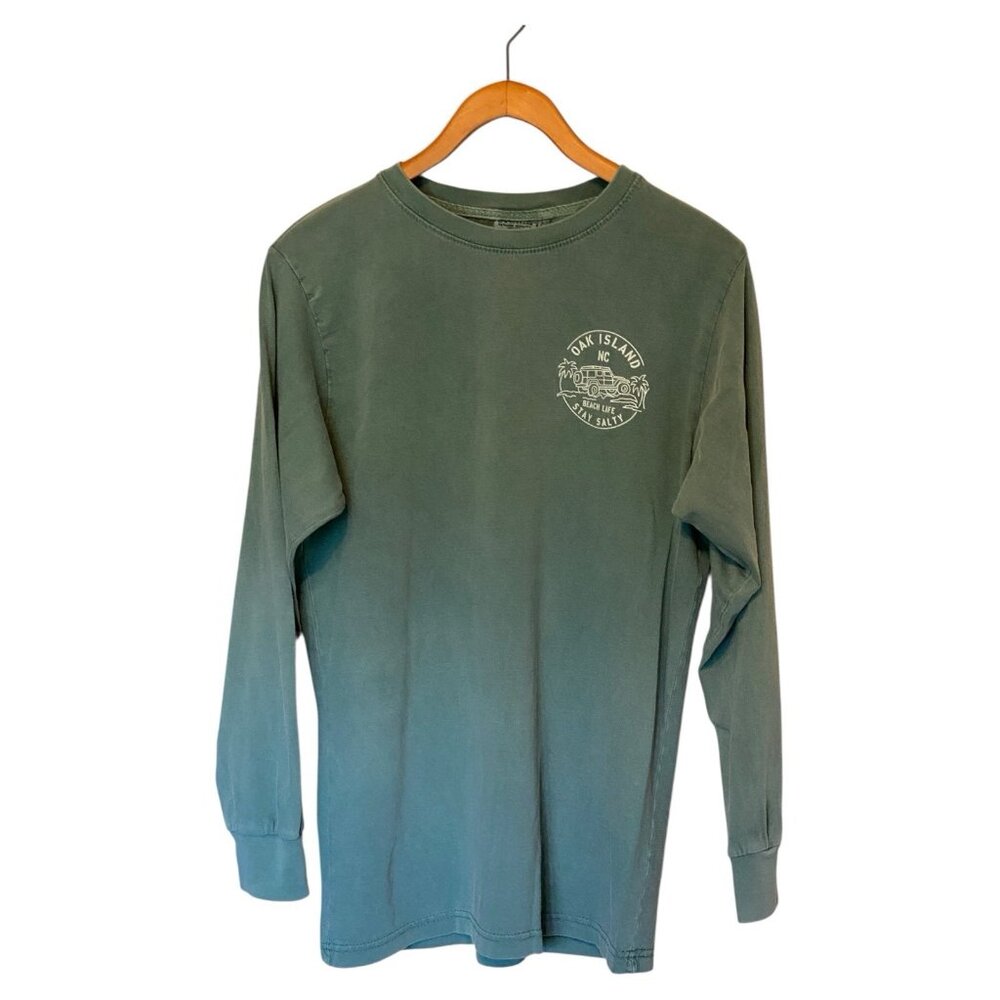 Oak Island Beach Life Green L/S T-Shirt Men's S Stay Salty